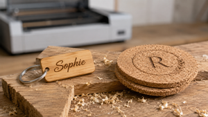 Sustainable engraved gifts: bamboo and cork