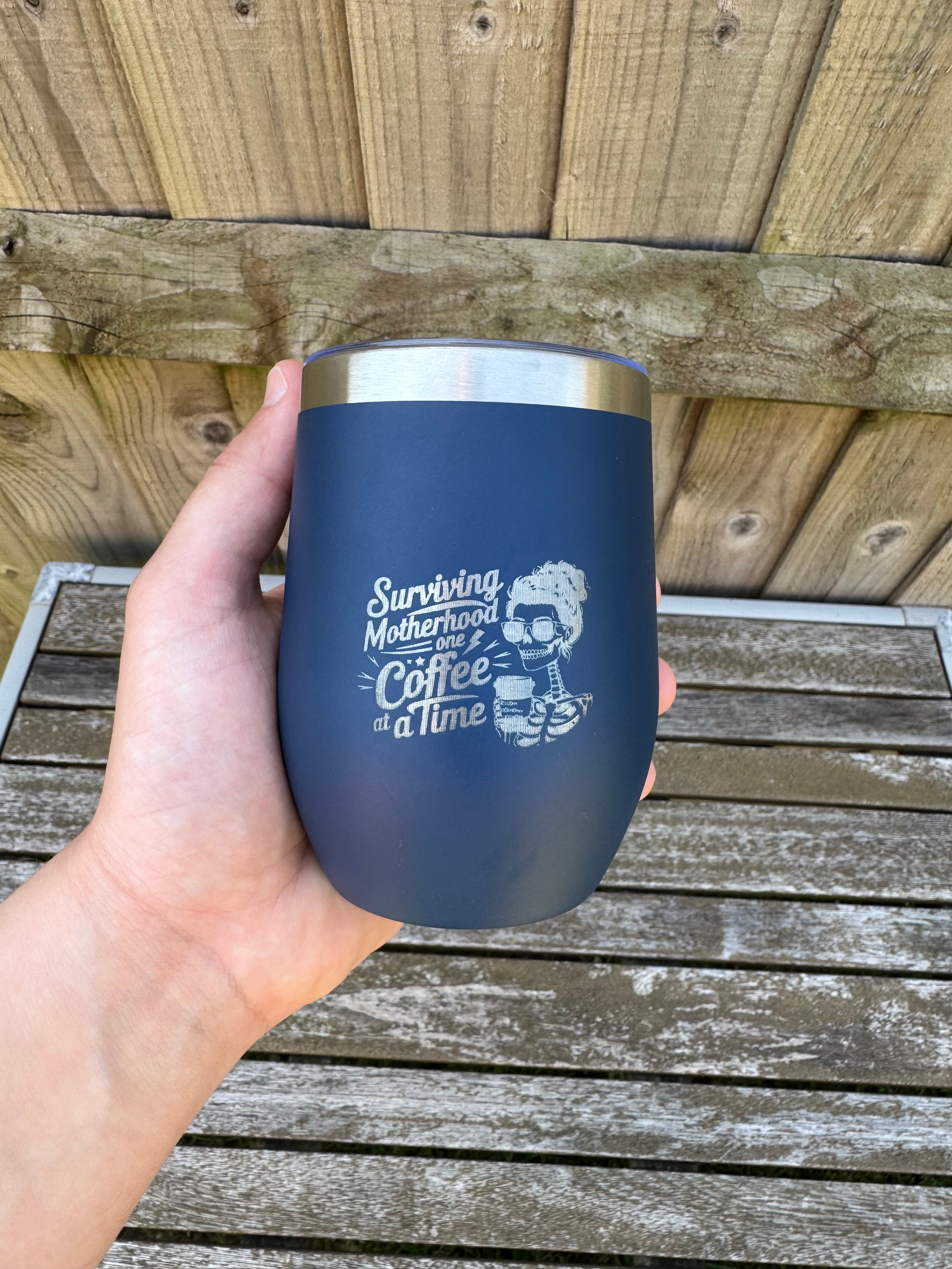 Surviving Motherhood Navy Tumbler