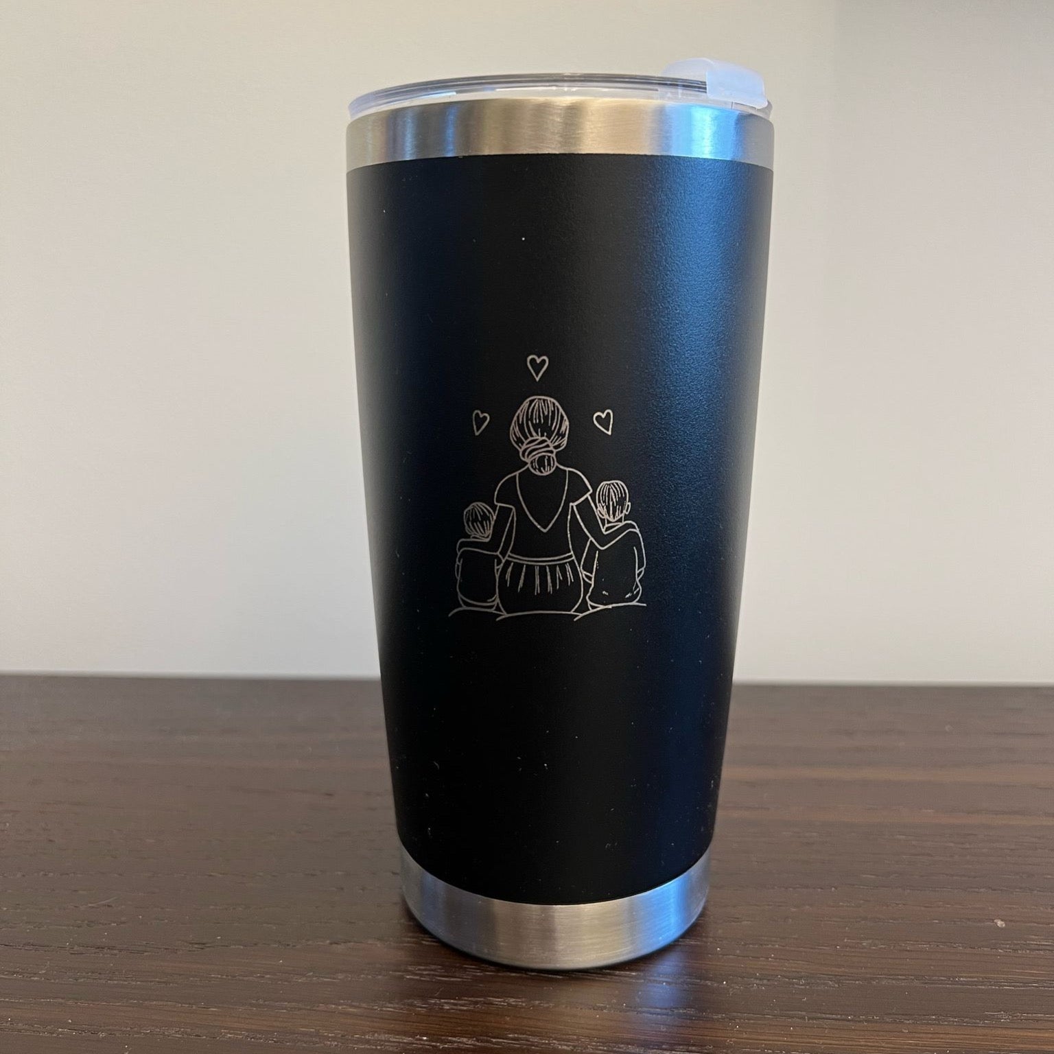 20oz Black Engraved Tumbler Design