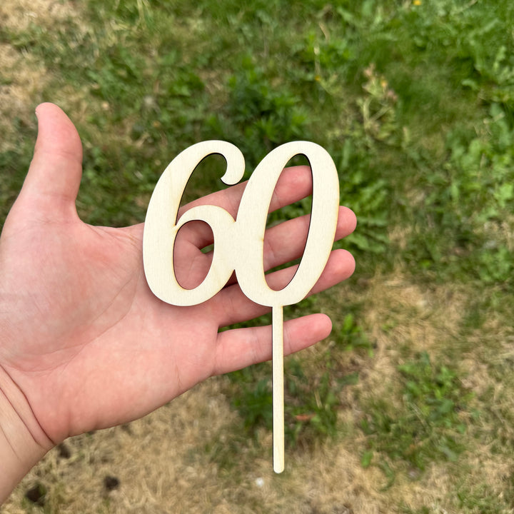 60 wooden cake topper