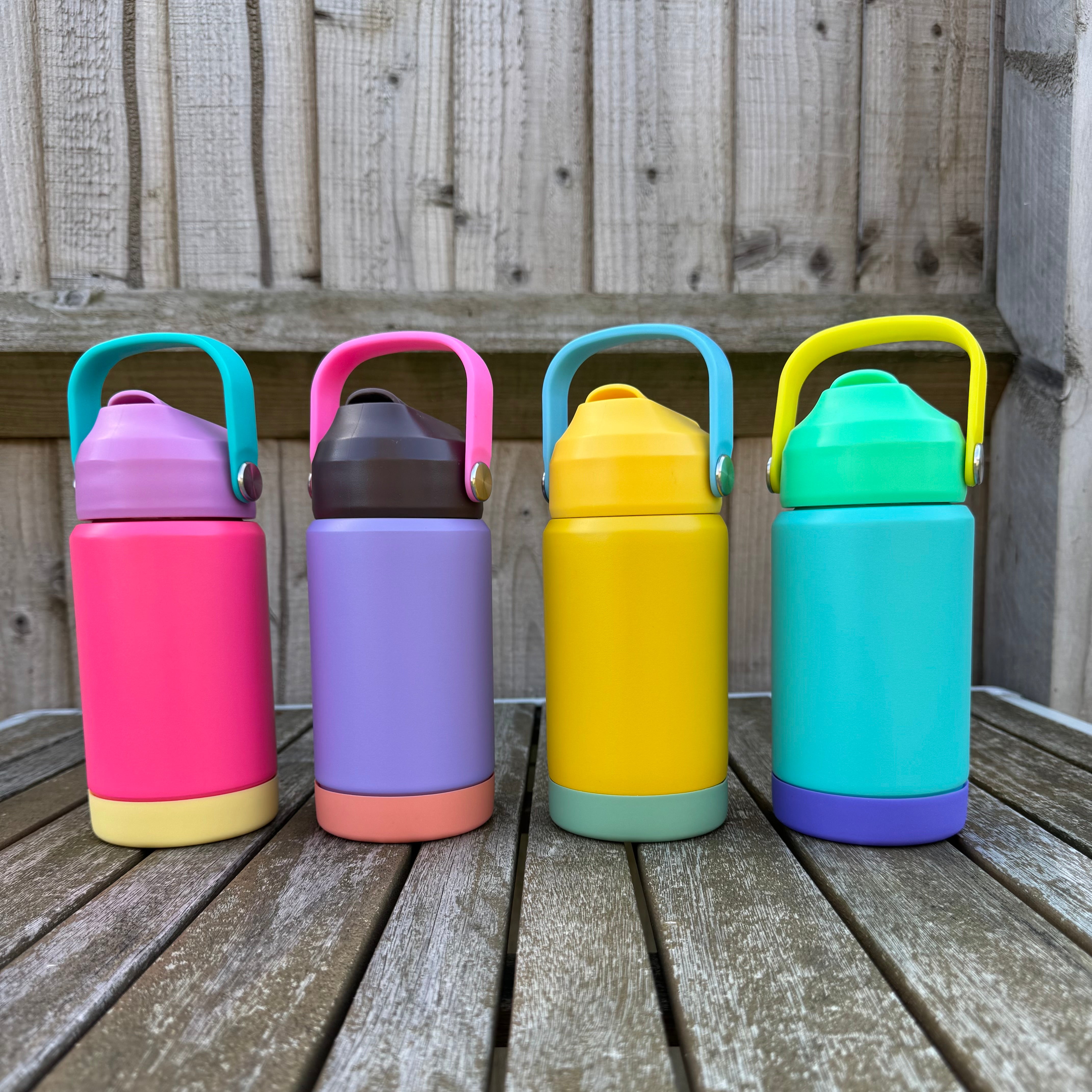 Personalised Kids Stainless Steel Water Bottle – 350ml Flip Lid, Colourful, Leak-Proof