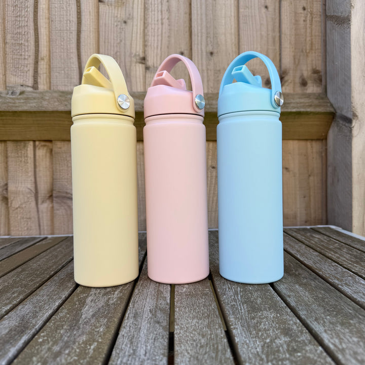Personalised Insulated Water Bottle – 530ml Stainless Steel, Leak-Proof, Soft Matte Finish Pastel Colours