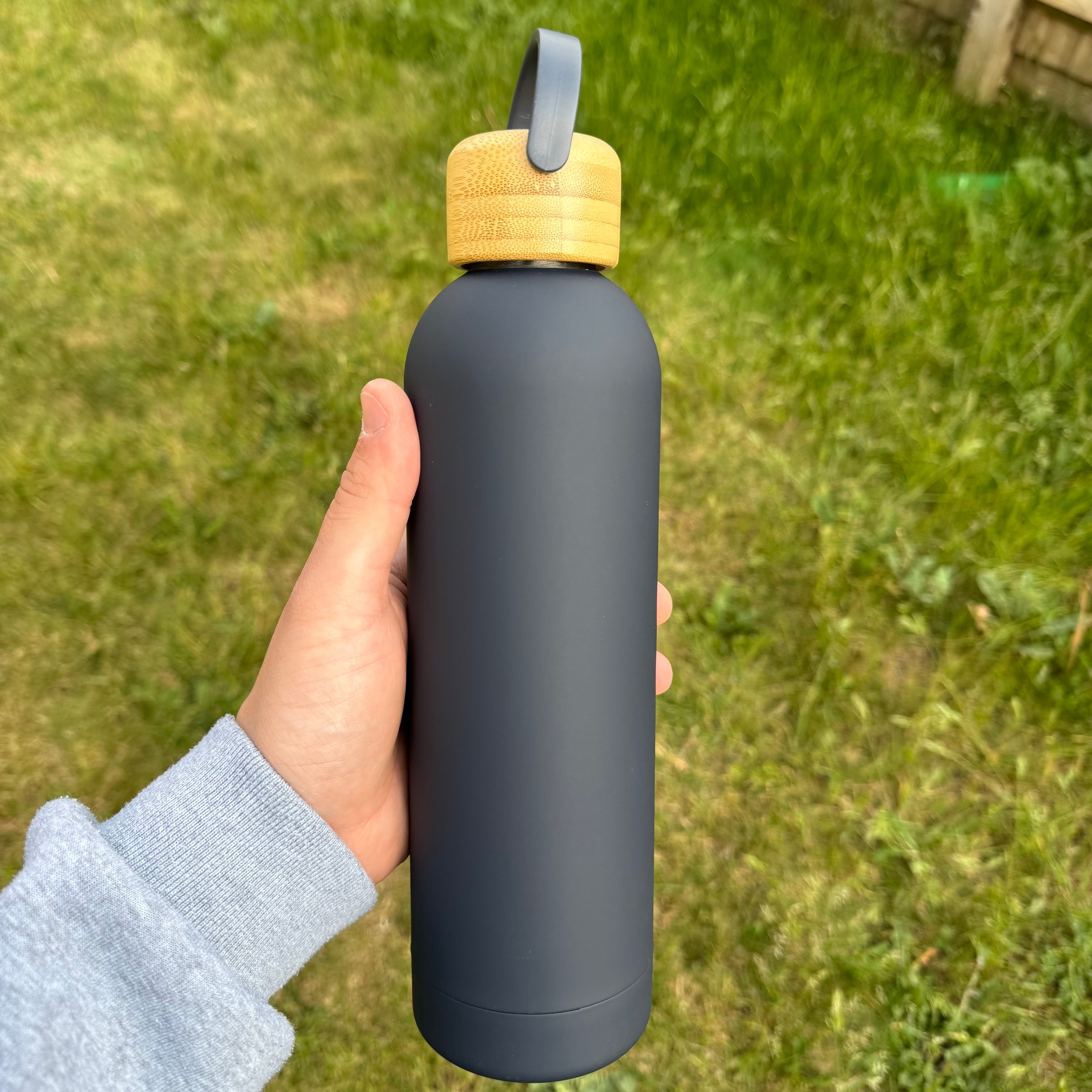 Navy Charcoal 750ml Rubber Water Bottle