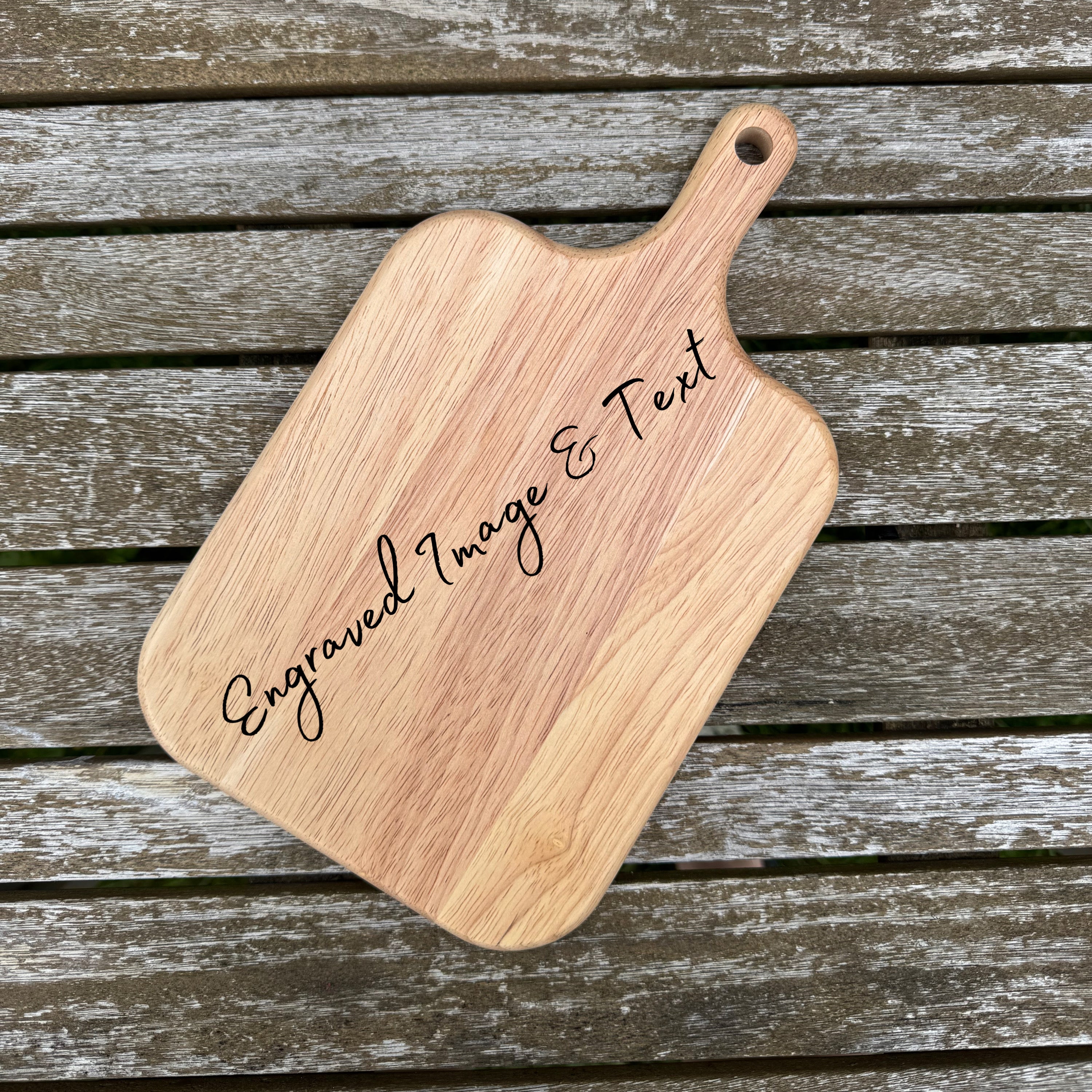 Oak Chopping Board Image and Text 27cm