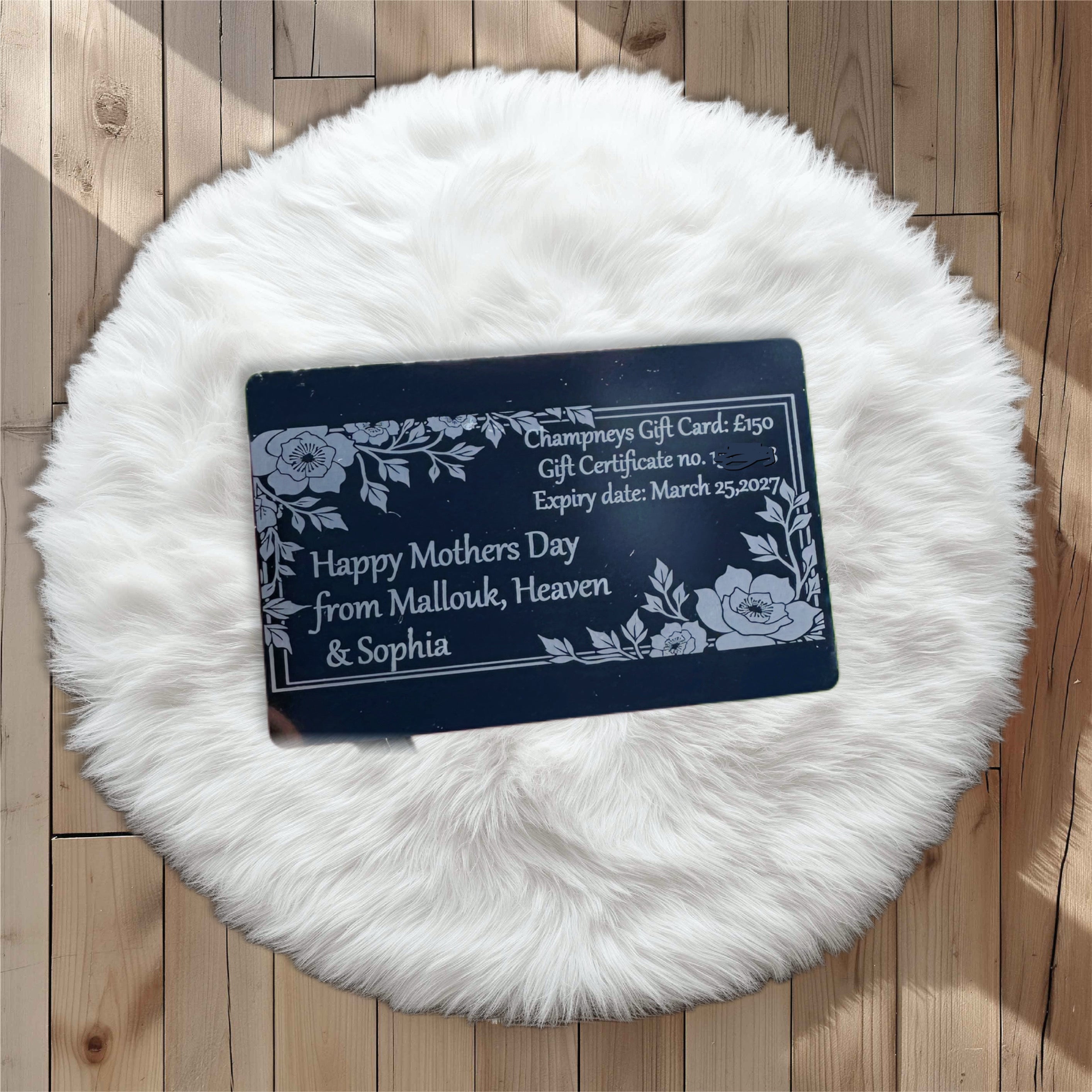 Personalised Engraved Gift Card Back