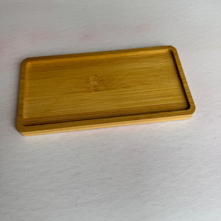 Rectangular bamboo tray with engraved custom text and raised rim – personalised bamboo serving tray – Etch 'N' Shine