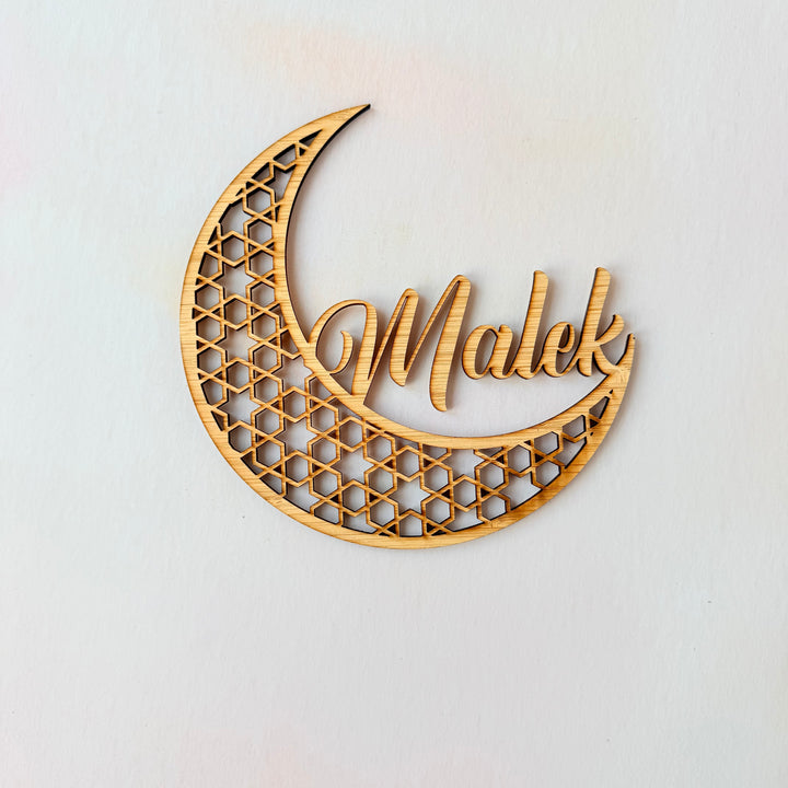 bamboo laser cut crescent name platemate