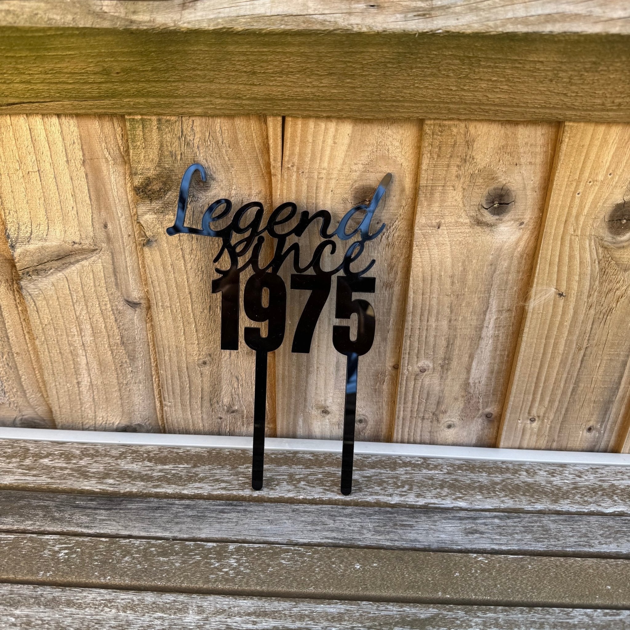 Black acrylic cake topper with custom year – personalised laser-cut cake topper – Etch 'N' Shine