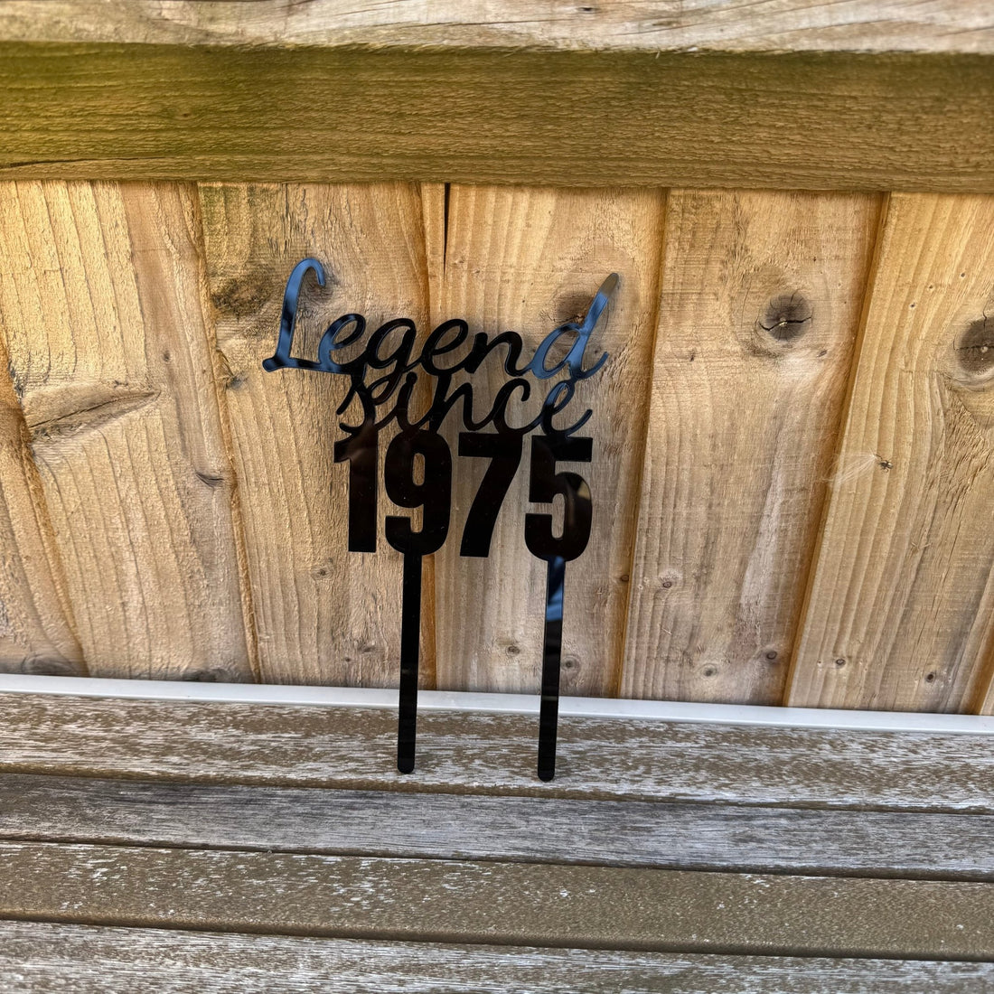 Black acrylic cake topper with custom year – personalised laser-cut cake topper – Etch 'N' Shine