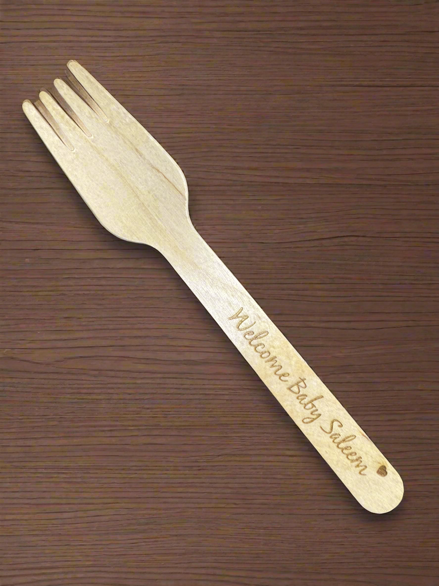 Disposable Wooden Forks | Custom Wooden Forks | Etch ‘n’ Shine