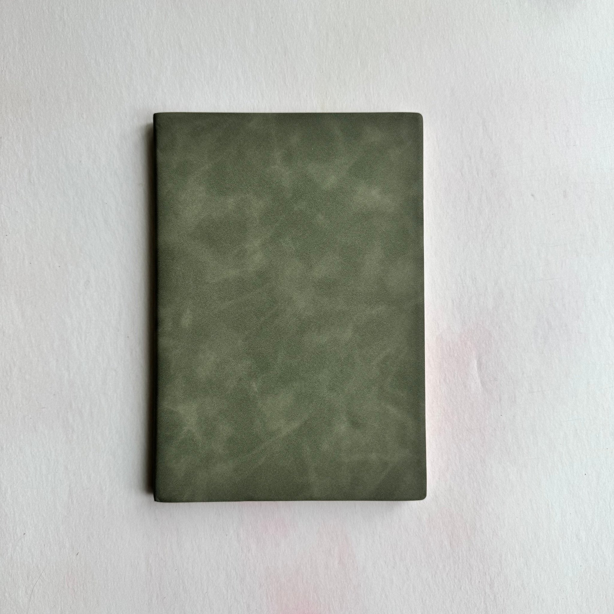 Plain green faux leather cover of A5 notebook, no engraving shown – personalised faux leather notebook – Etch 'N' Shine