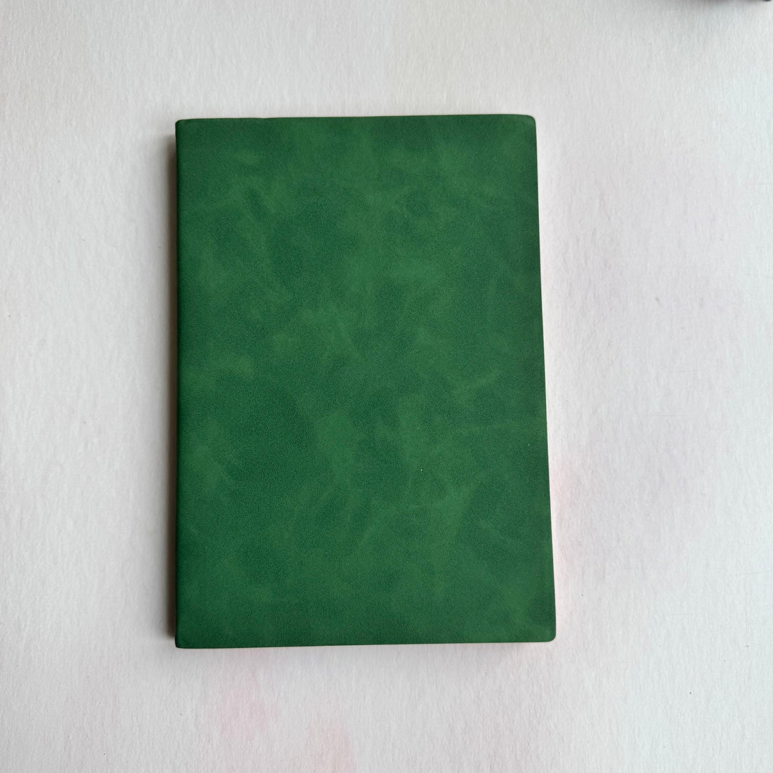 Green faux leather A5 notebook showing plain back cover – personalised faux leather notebook – Etch 'N' Shine