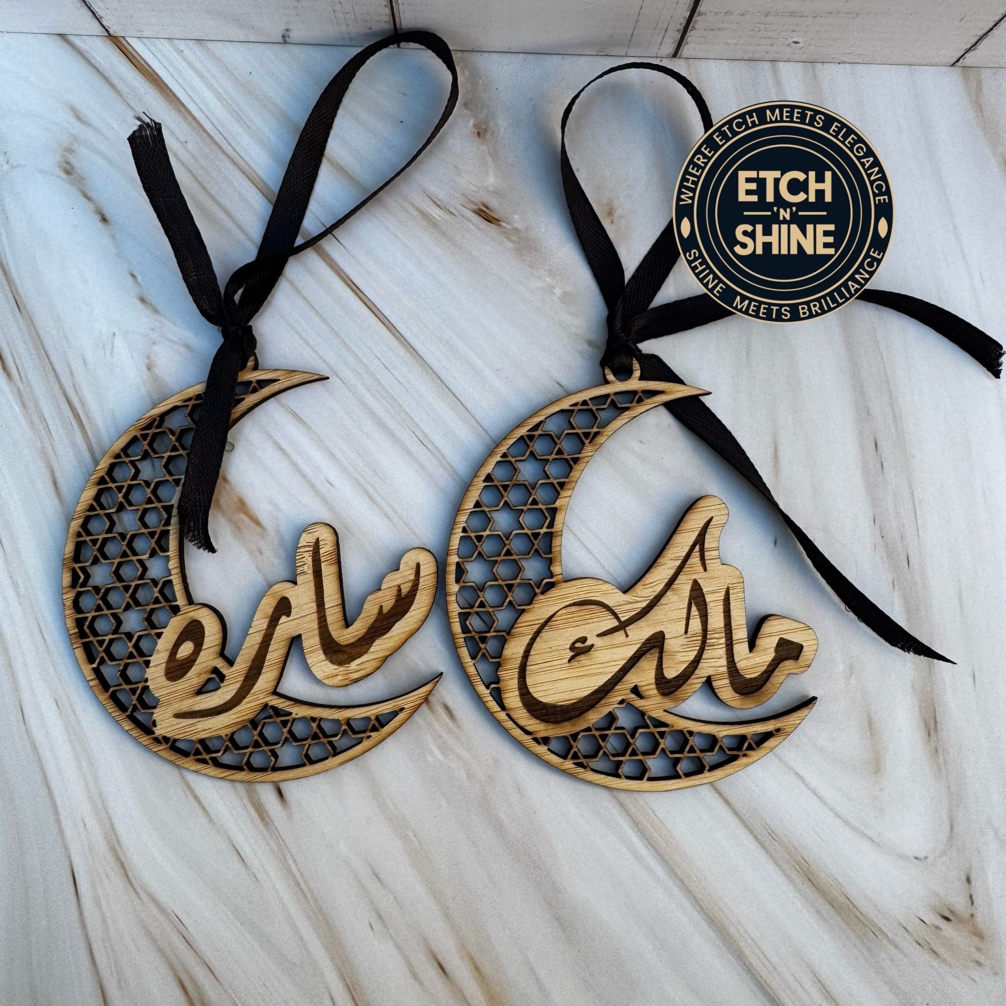 Personalised Arabic Name Ramadan Crescent Ornament - Etch ‘n’ Shine