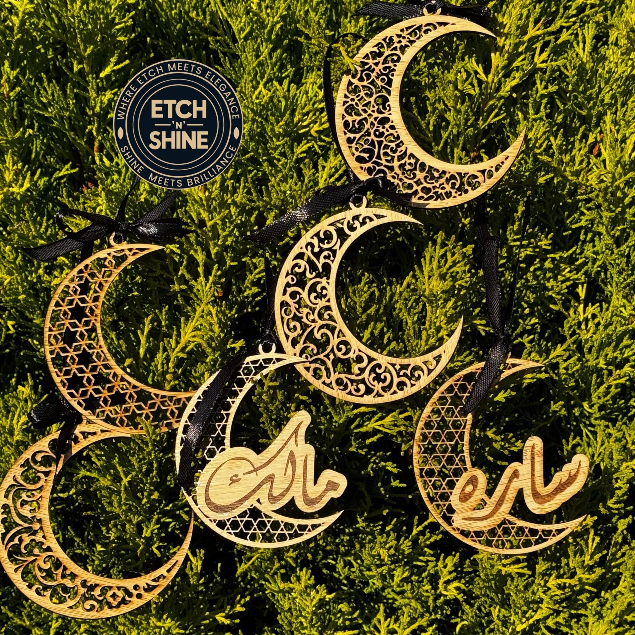 Personalised Arabic Name Ramadan Crescent Ornament - Etch ‘n’ Shine