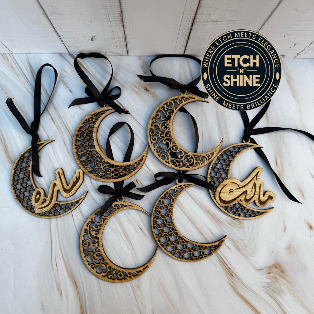 Personalised Arabic Name Ramadan Crescent Ornament - Etch ‘n’ Shine