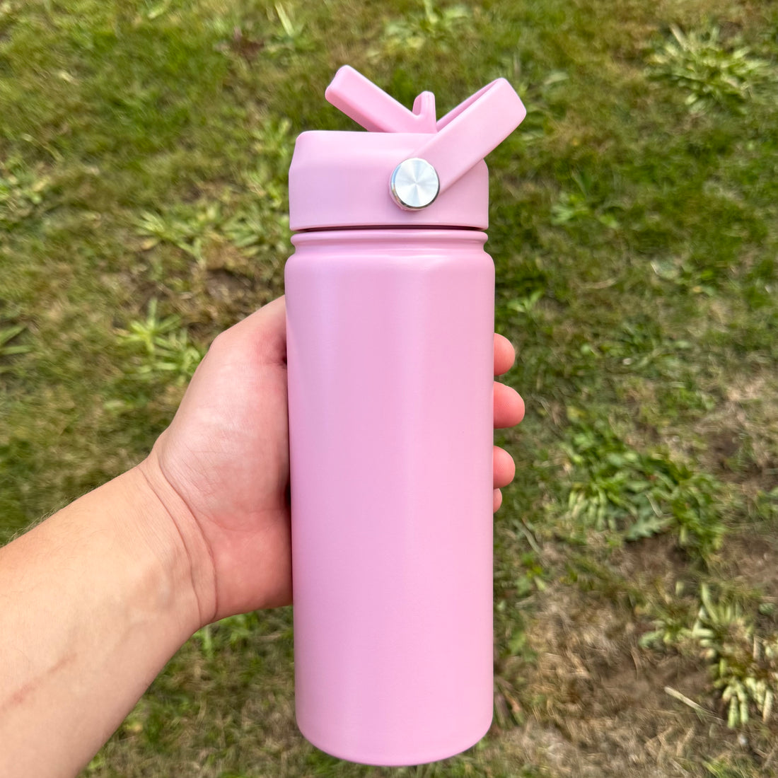 Bubblegum Blush pink water bottle for kids – 500ml personalised drinkware with straw flip lid