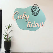 Custom business name sign with cupcake graphic mounted on a wall – personalised acrylic 2D effect sign – Etch 'N' Shine