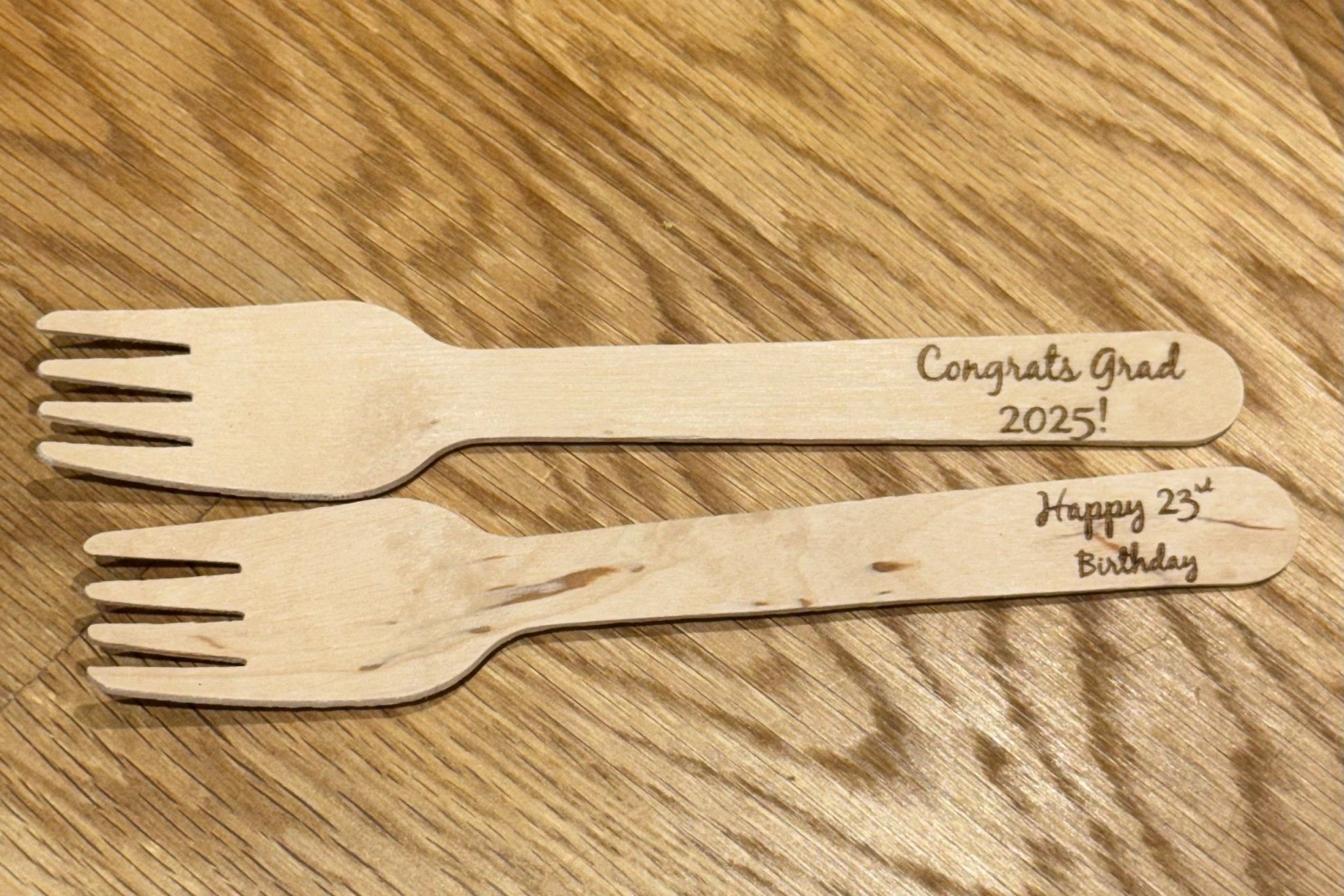 Personalised Engraved Wooden Forks – Event Pack - Etch ‘n’ Shine