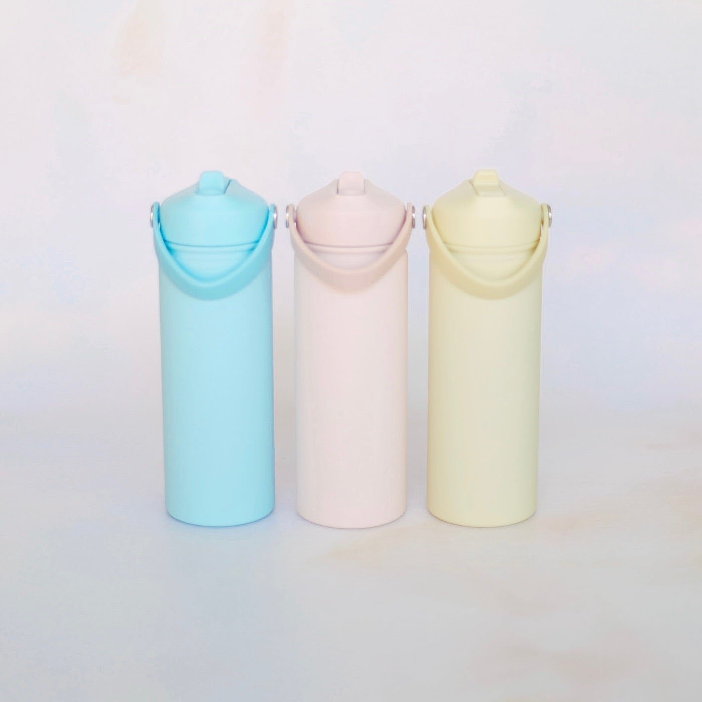 Three colour variants of pastel insulated water bottle – personalised steel bottle – Etch 'N' Shine