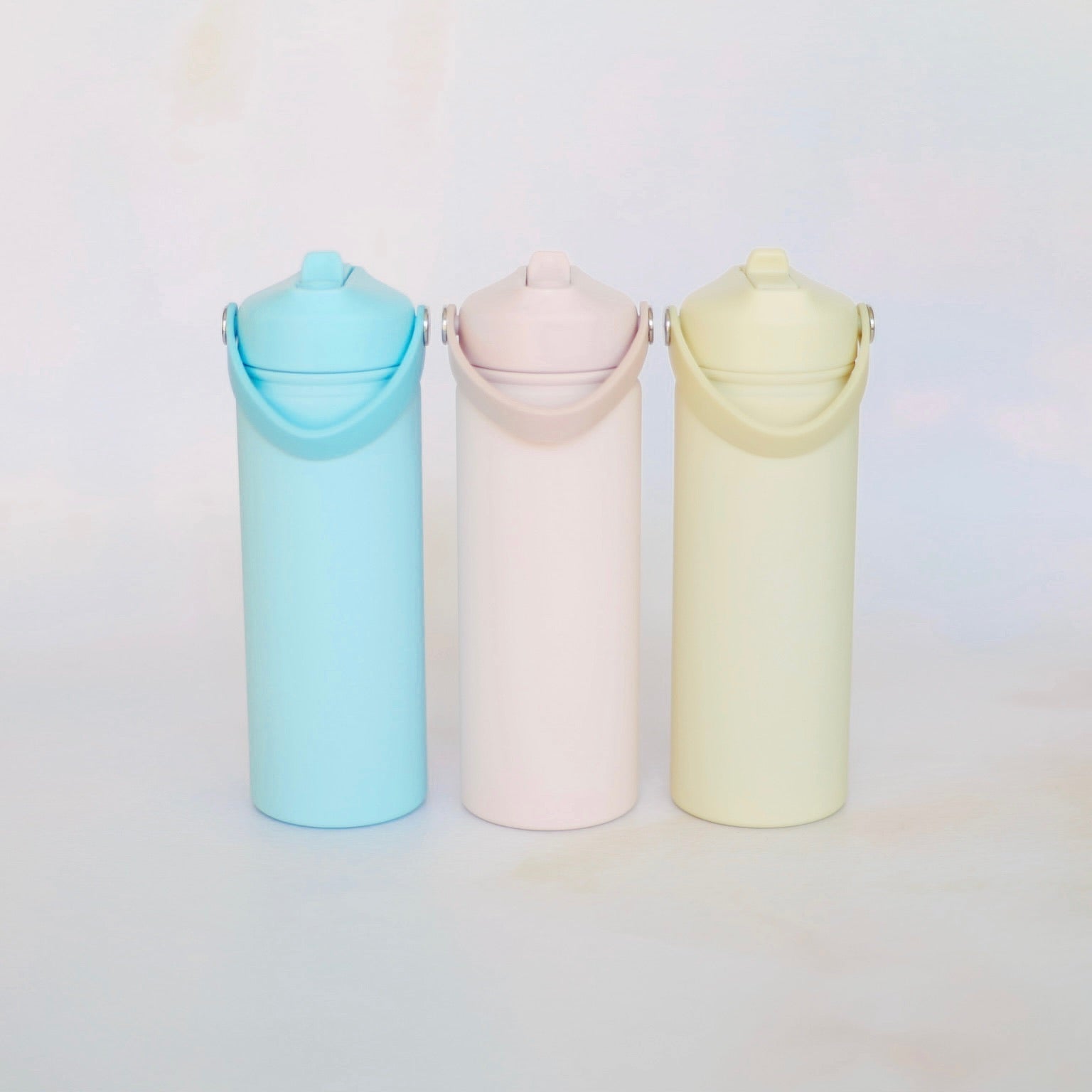Three pastel colour variants of insulated water bottle – personalised steel water bottle – Etch 'N' Shine
