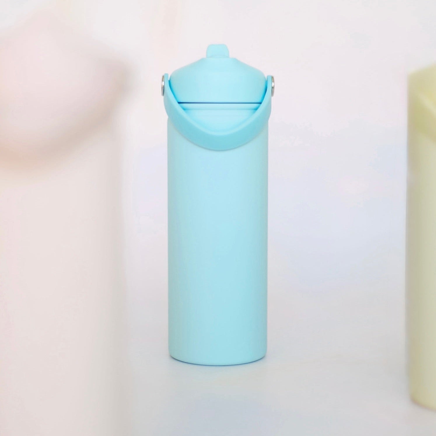 Blue insulated bottle with flip-top lid – personalised steel water bottle – Etch 'N' Shine