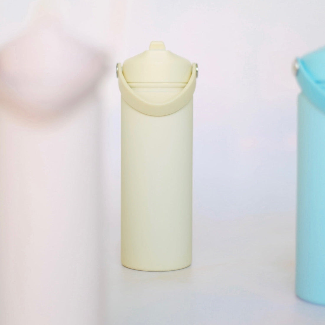 Cream insulated water bottle with flip lid – personalised steel water bottle – Etch 'N' Shine
