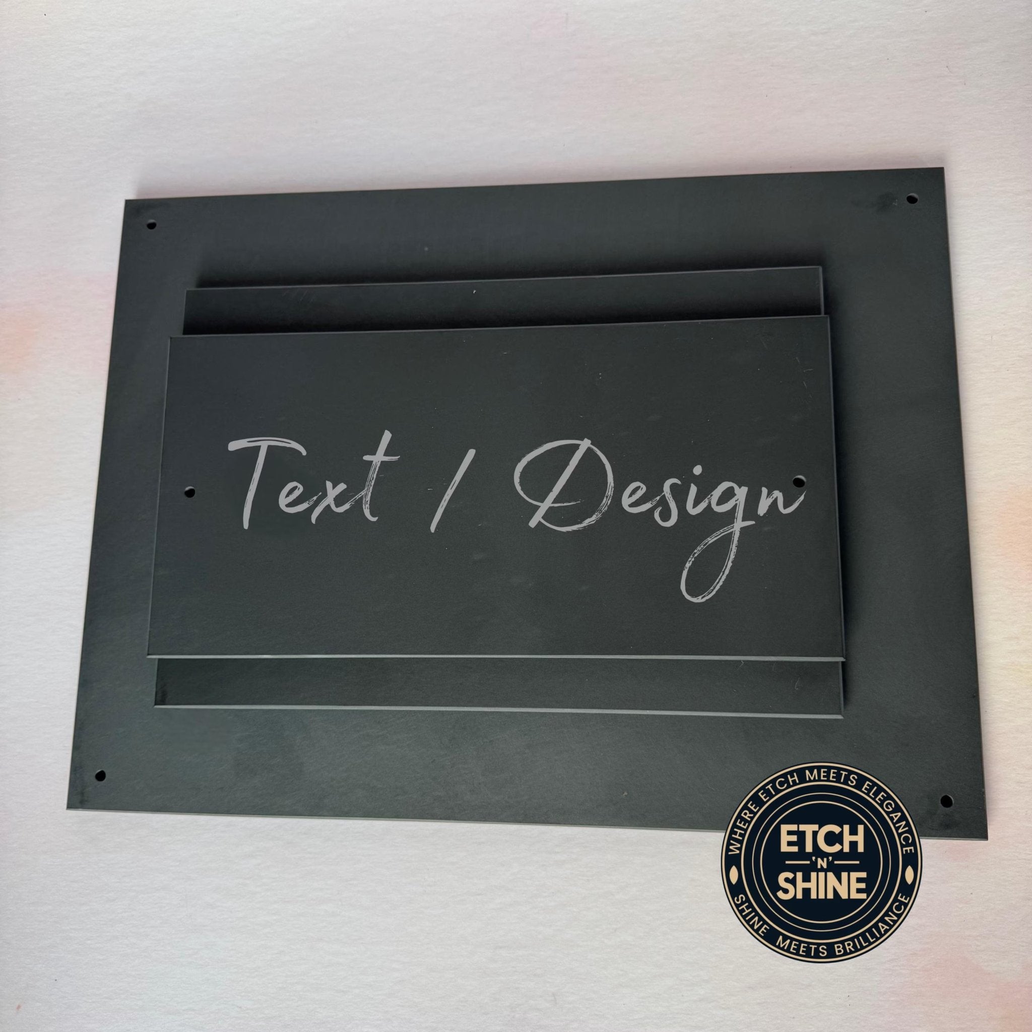 Dark slate house sign with engraved custom text and corner mounting holes – personalised slate door plaque – Etch 'N' Shine