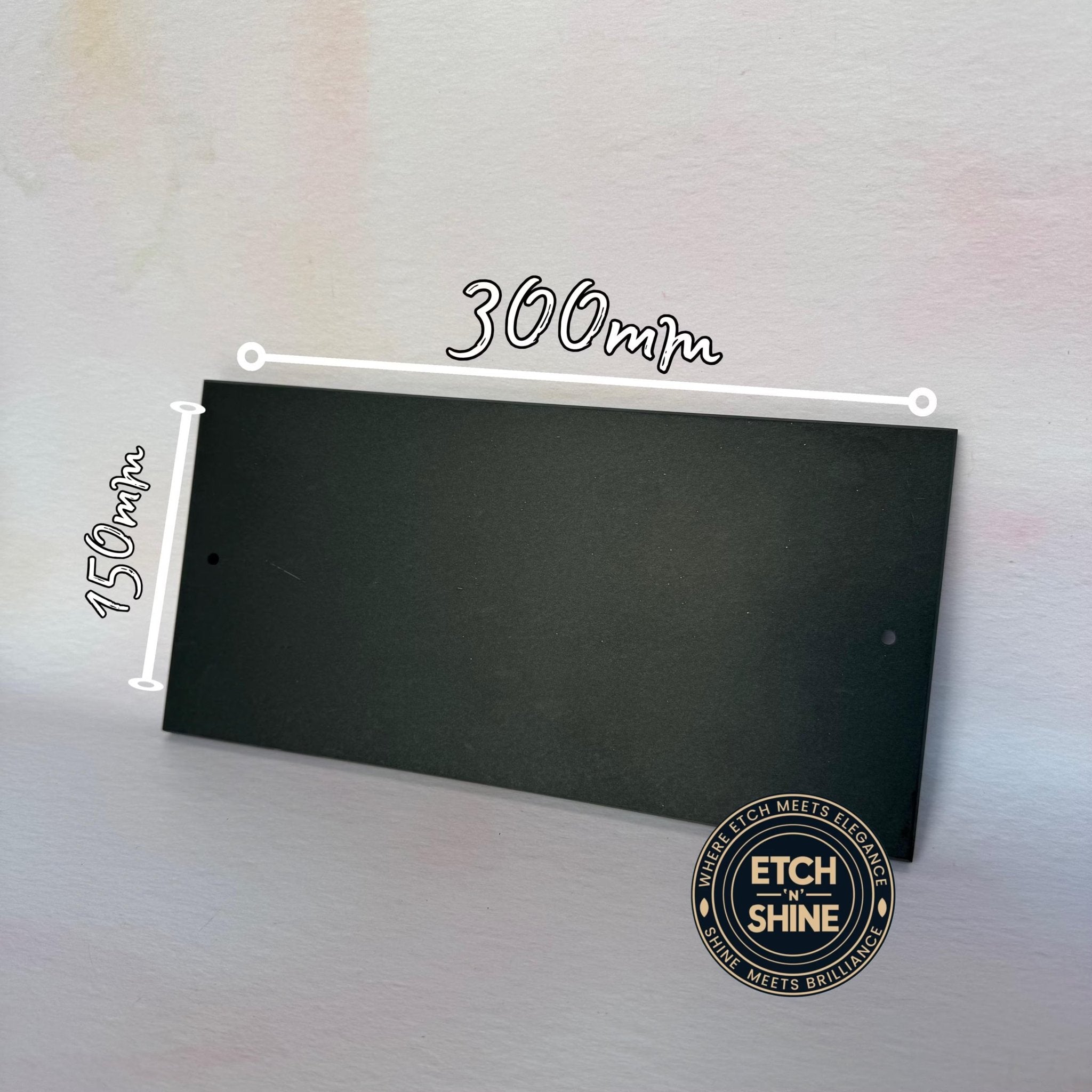 Blank slate plaque with 300x150mm dimensions shown – personalised slate house sign – Etch 'N' Shine