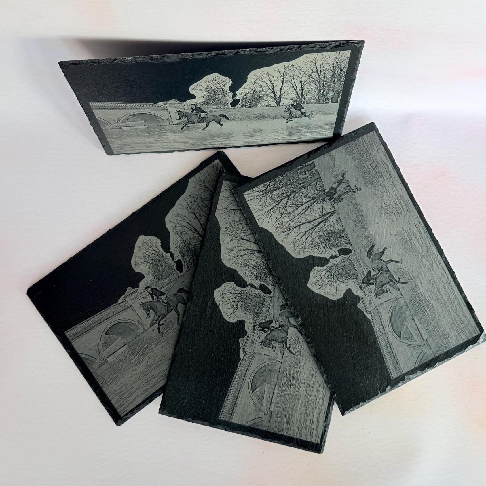 Set of four Peronsalised slate placemats for events, occasions, wedding favours - Etch 'N' Shine