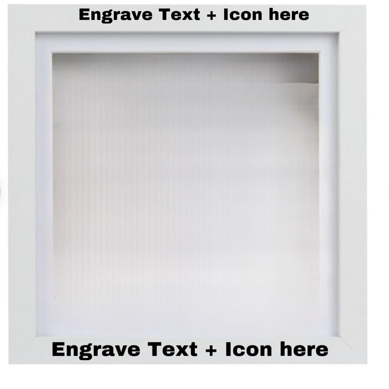 White shadow box frame with custom text – personalised keepsake display frame – Etch 'N' Shine