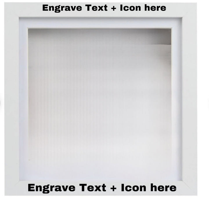 Personalised White 3D Shadow Box – Custom Engraved Deep Frame 18x18cm - Etch ‘n’ Shine