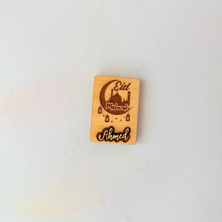 Wooden eidi holder with Eid design and custom name – personalised wooden envelope – Etch 'N' Shine