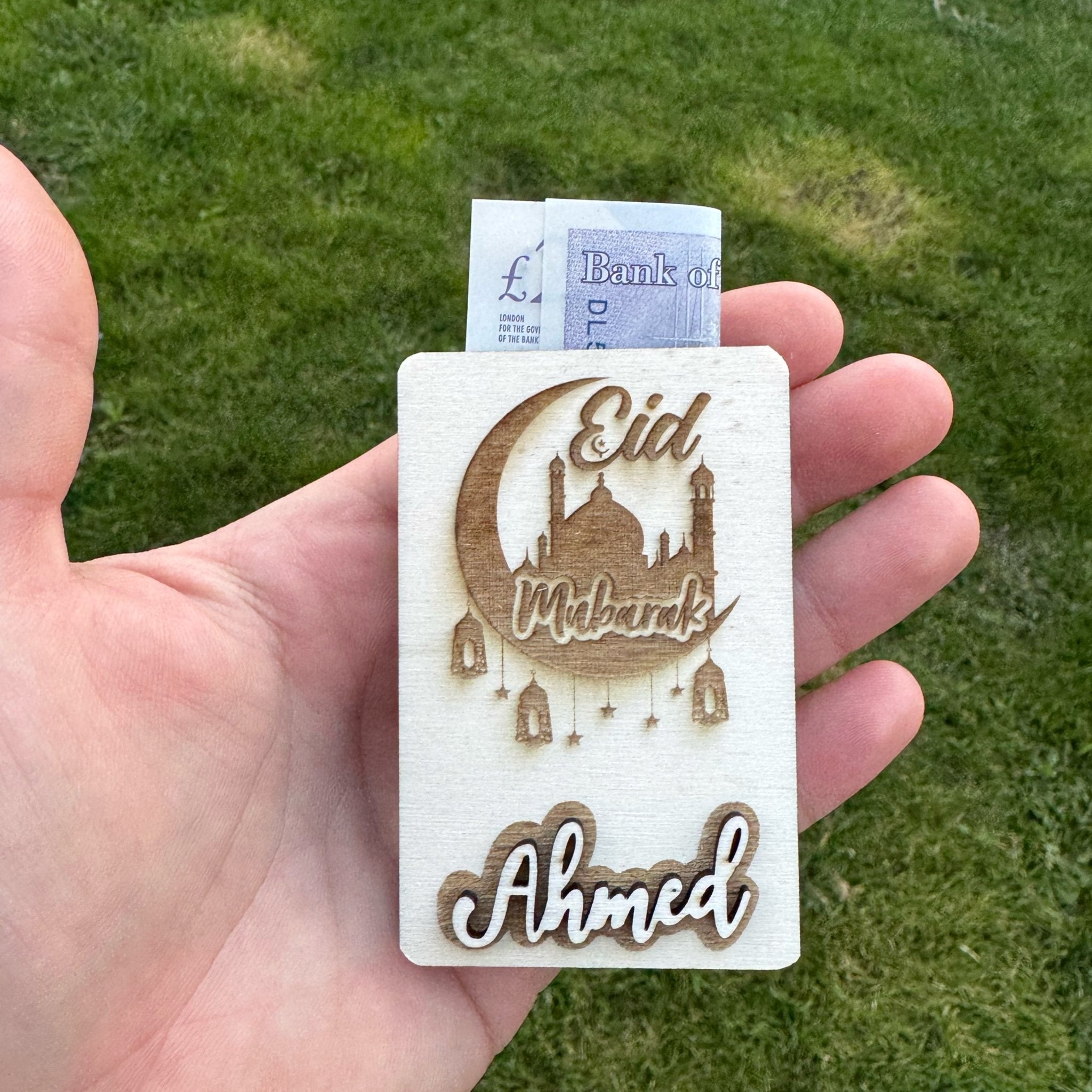 Personalised Wooden Eid Money Envelope – Eidi Holder - Etch ‘n’ Shine
