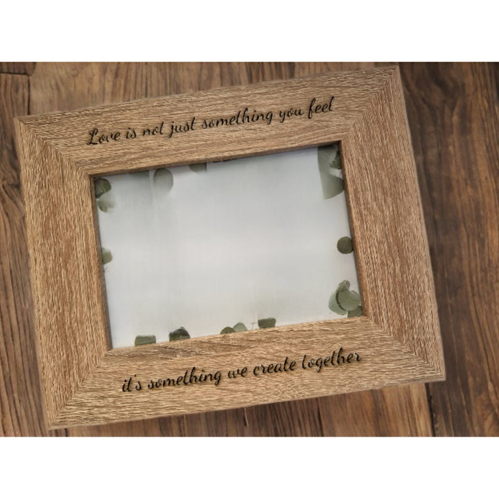 Oak frame with engraved personalised message – personalised wooden photo frame – Etch 'N' Shine