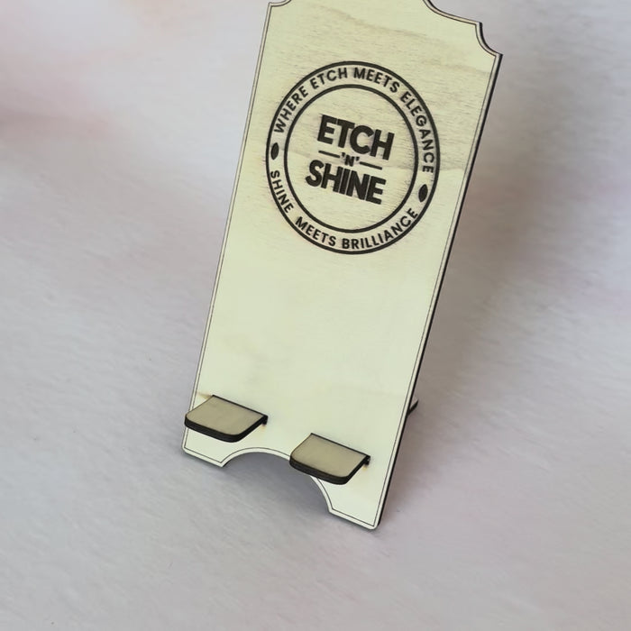 Video of a personalised wooden phone stand in use, second clip – Etch 'N' Shine
