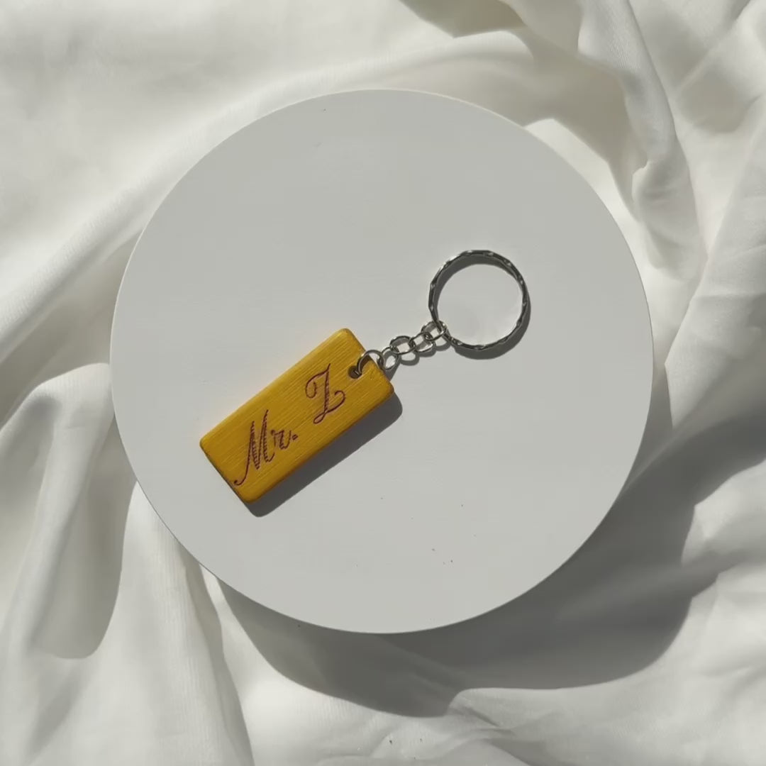Bamboo Initials Keychain