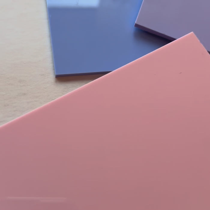 Pastel acrylic sheets in purple, lilac, pink, blue, orange and peach – for laser-engraved cake toppers, cupcake charms and signs – Etch 'N' Shine