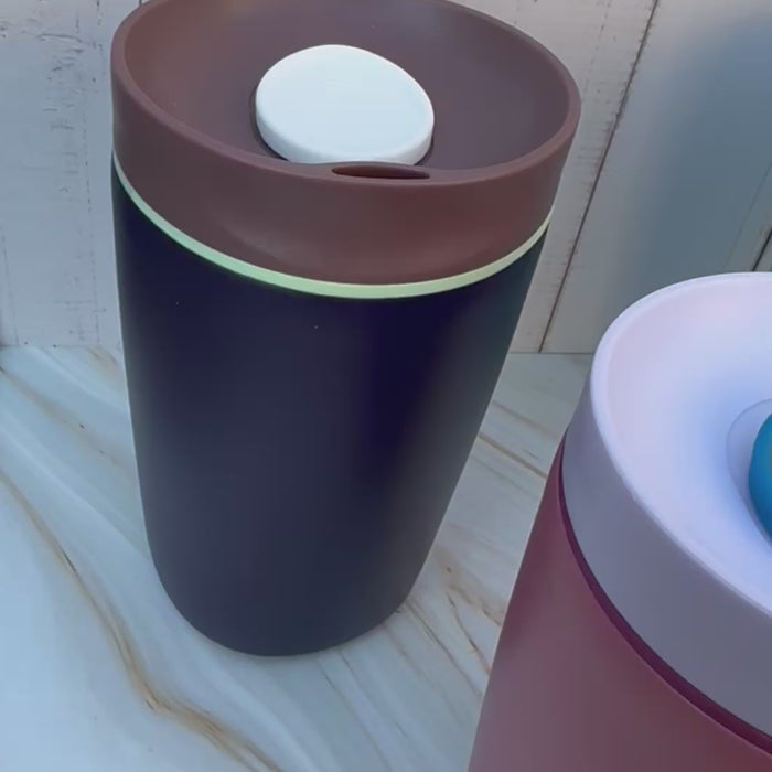 Set of multi-colour stainless steel tumblers. Blue, navy, pink and mauve.