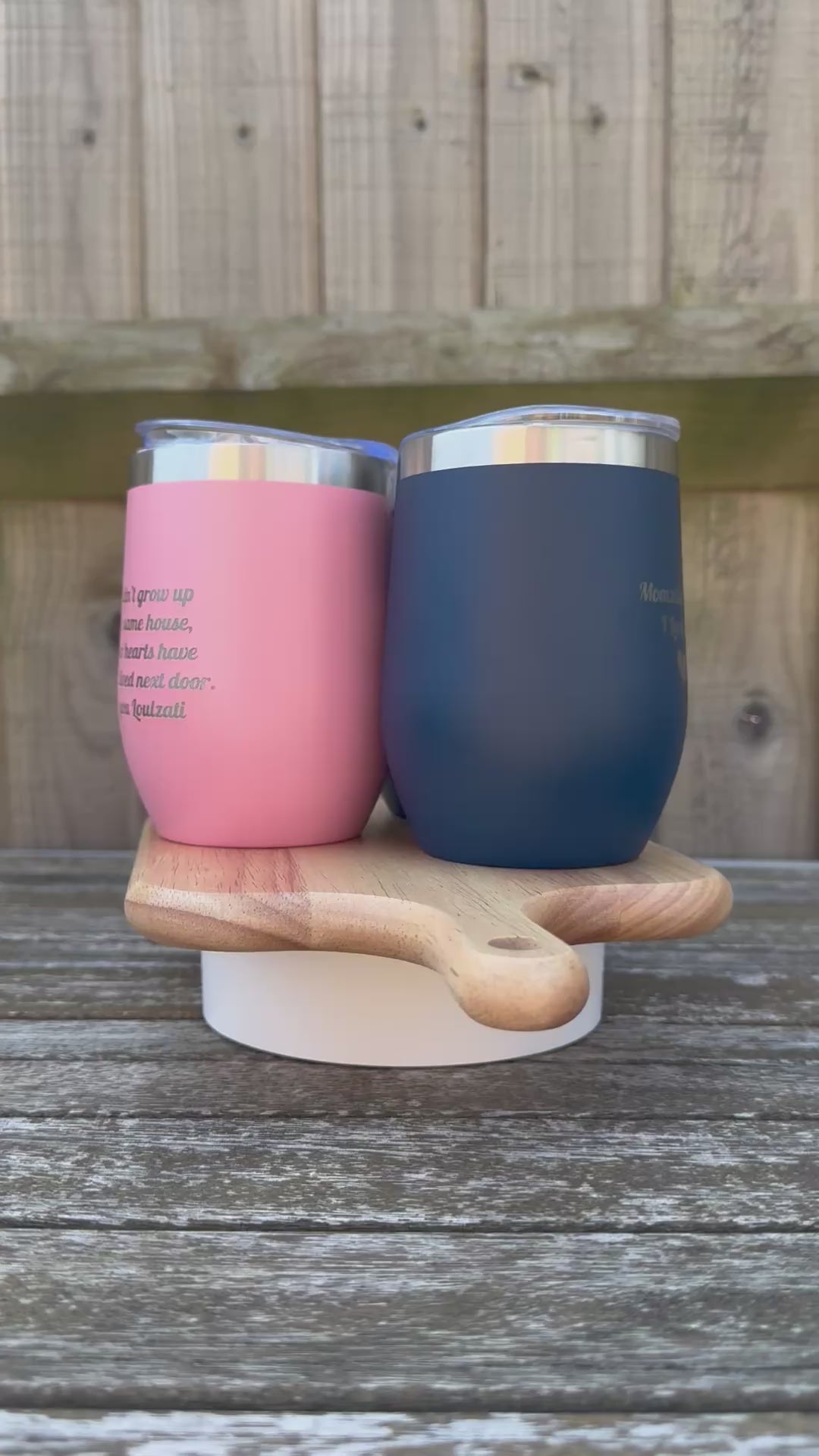 Text engraved tumbler