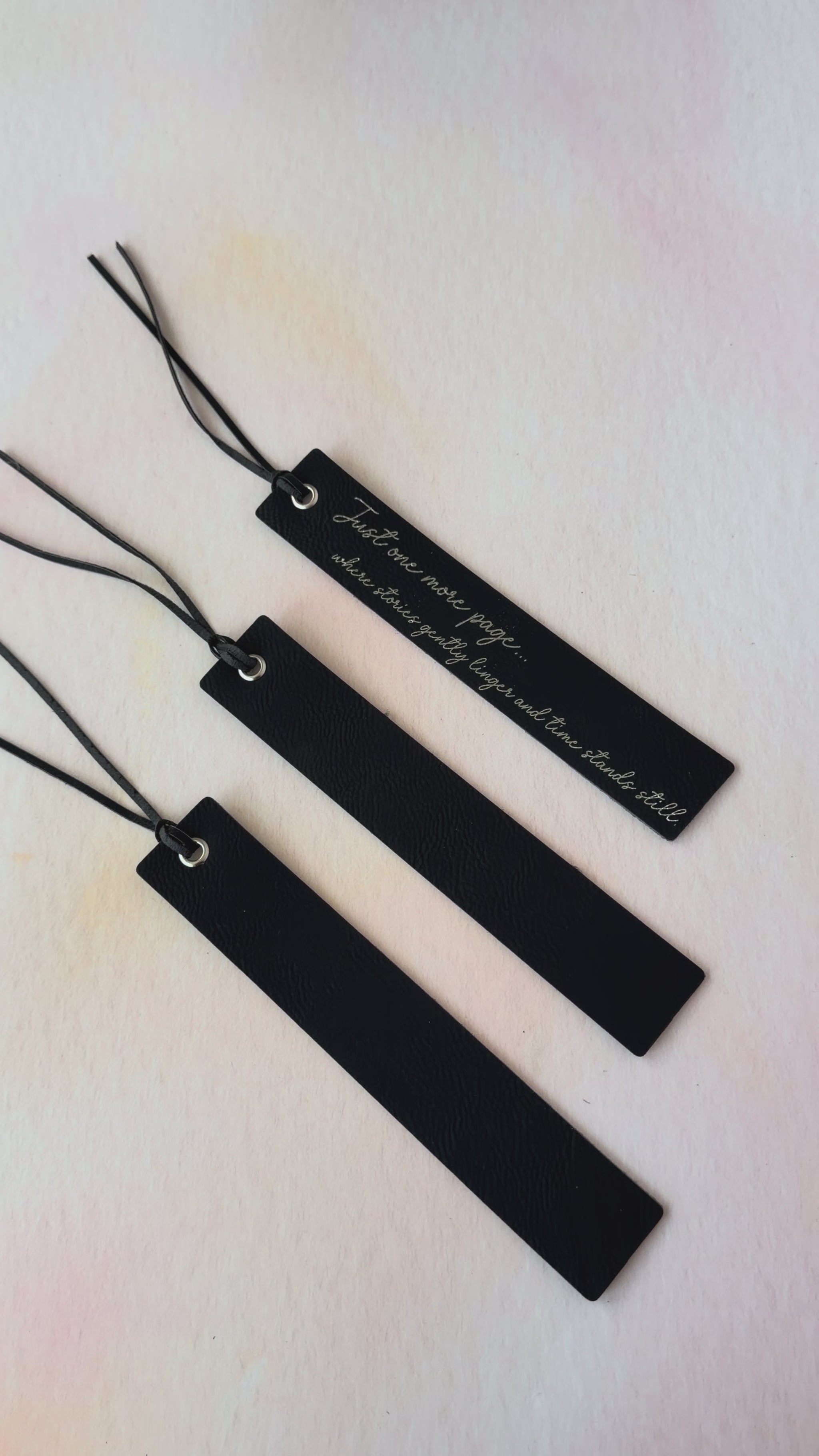 black leather bookmark preview close up