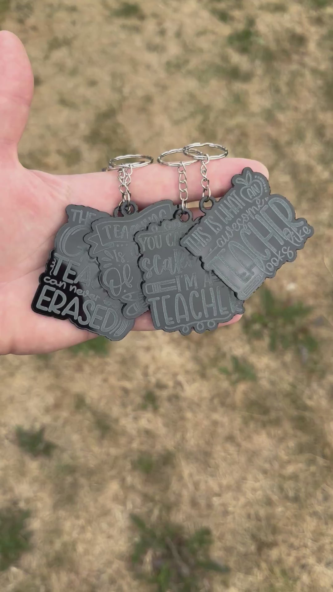 Personalised Black Gloss Acrylic Teacher Keychain – Custom Message, High-Gloss Finish