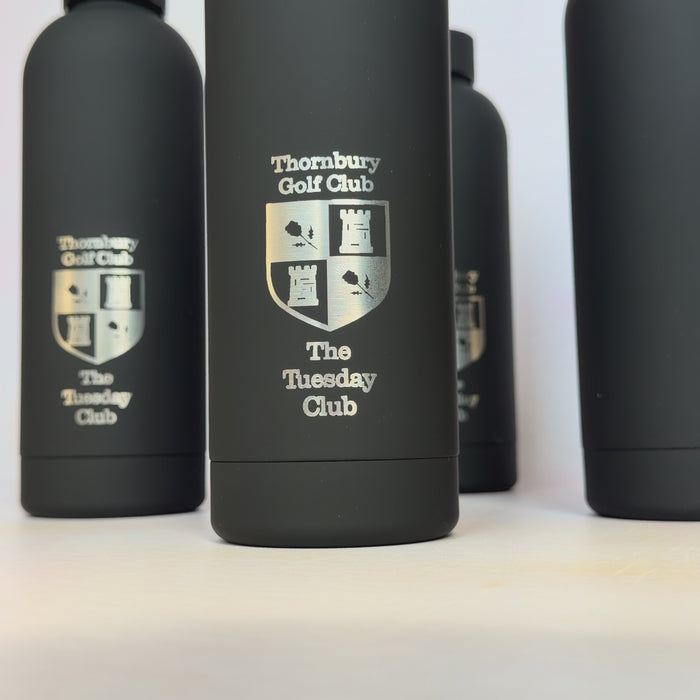 500ml black water bottles engraved preview